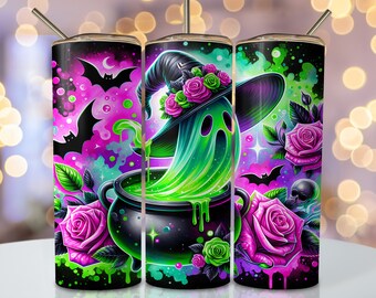 Halloween Ghost Tumbler Wrap, 20oz Skinny Sublimation Tumbler Design, Spooky Sublimation Design Png, Pink Halloween Tumbler Png Download