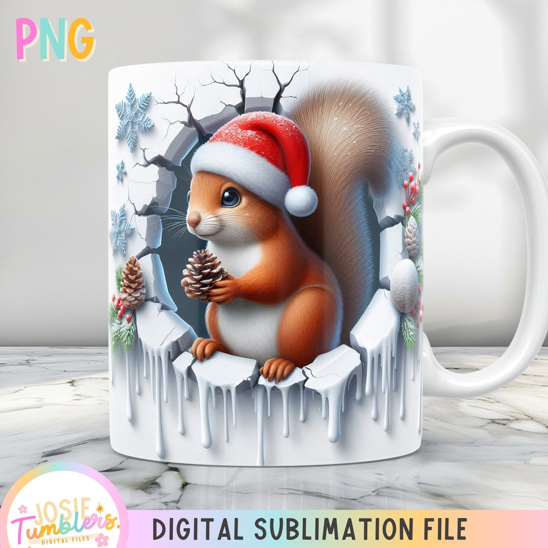 3D Christmas Mug Wrap, Cute 3D Mug Design Png, 11 Oz Mug Wrap and 15 Oz ...