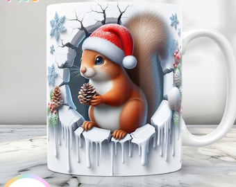 Envoltura para taza navideña 3D, lindo diseño de taza 3D PNG, envoltura para taza de 11 oz y envoltura para taza de 15 oz, diseño de taza de café de invierno, diseño de sublimación de taza navideña