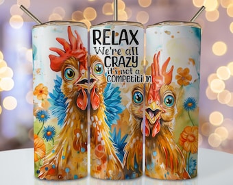 Funny Chicken Tumbler Wrap, 20oz Skinny Sublimation Tumbler Design, Chicken Sublimation Design Png, Seamless Funny Tumbler Png Downloads