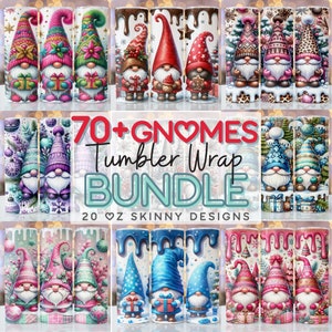 Christmas Gnomes Bundle Tumbler Wrap 20 oz Skinny Sublimation Bundle Tumbler Png, Gnomes Christmas Design Bundle Digital Download Gnome Png