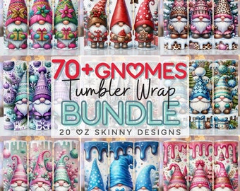Christmas Gnomes Bundle Tumbler Wrap 20 oz Skinny Sublimation Bundle Tumbler Png, Gnomes Christmas Design Bundle Digital Download Gnome Png