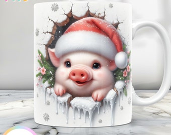 Envoltura para taza navideña 3D, lindo diseño de taza 3D PNG, envoltura para taza de 11 oz y envoltura para taza de 15 oz, diseño de taza de café de invierno, diseño de sublimación de taza navideña