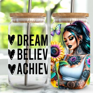 Positive Affirmation 16 oz Libbey Glass Wrap, Libbey Glass Design Png, 16 Oz Glass Can Wrap Png, Glass Can Sublimation, Digital Download Png