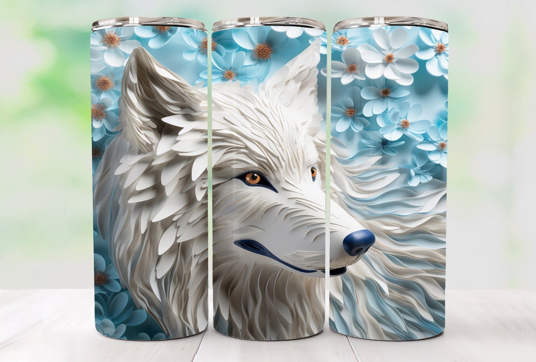 3D Wolf Tumbler Wrap Design 20 Oz Skinny Sublimation Tumbler Png 3D ...