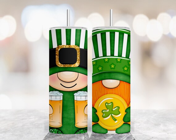St Patricks Day Tumbler Wrap, 20 oz Skinny PNG Sublimation Design, 9.3 x 8.2” Tumbler Template Instant Download, Straight PNG Tumbler Wrap