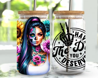 Sarcastic 16 oz Libbey Glass Wrap, Libbey Glass Design Png, 16 Oz Glass Can Wrap Png, Funny Glass Can Sublimation, Digital Download Png