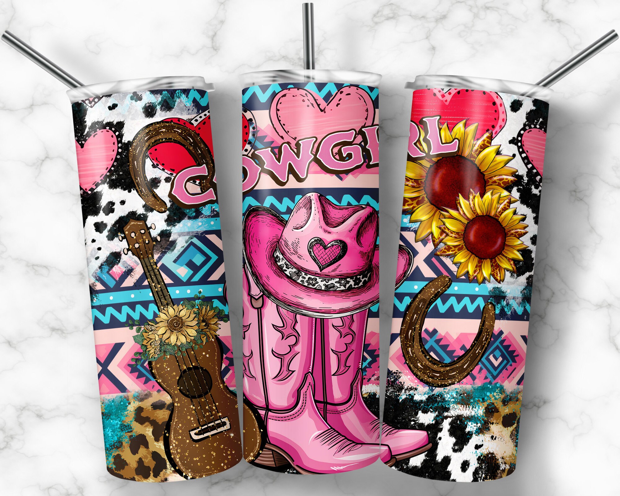 Pink Cowgirl Tumbler Wrap, 20 Oz Skinny Sublimation Tumbler Design ...