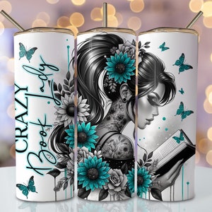 Boek beker wrap, 20oz mager sublimatie bekerontwerp, reader sublimatie ontwerp, aquarel bloemen leesbeker png-downloads