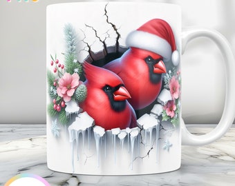 3D Christmas Mug Wrap, Christmas Mug Design Png, 11 oz Mug Wrap And 15 oz Mug Wrap, Winter Coffee Cup Design, Holiday Mug Sublimation Design