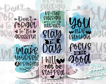 Affirmation Tumbler Wrap, 20oz Skinny Tumbler Design, Inspirational Tumbler Sublimation Designs, Positive Quotes Tumbler Png Design Download