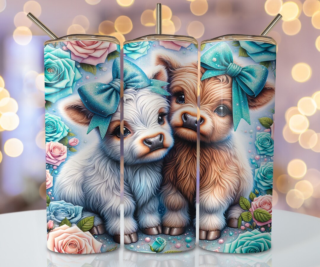 Seamless Highland Cow Tumbler Wrap, 20oz Skinny Sublimation