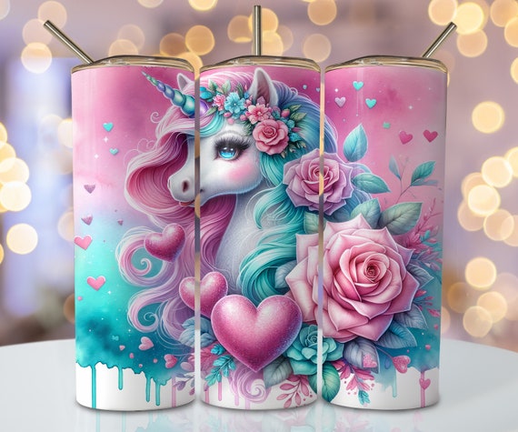 Pastel Unicorn Wrap, 20oz Skinny Sublimation Tumbler Design