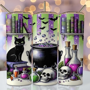 Hexe Halloween Tumbler Wrap, 20 Unzen Skinny Sublimation Tumbler Design, Halloween Sublimation Design Png, Gruseliger Halloween Tumbler Png Wrap