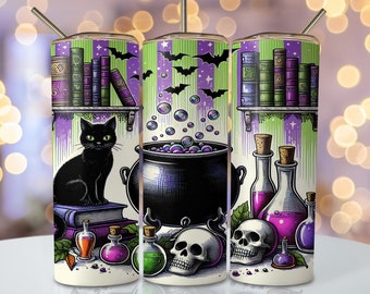 Czarownica Halloween Tumbler Wrap, 20oz Skinny Sublimacja Tumbler Design, Halloween Sublimacja Design Png, Upiorny Halloween Tumbler Png Wrap