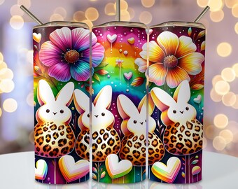 Oster Peeps Tumbler Wrap, 20 Unzen Skinny Sublimationsbecher Design, Osterhase Sublimationsdesign, Floral Tumble Png Wrap Downloads
