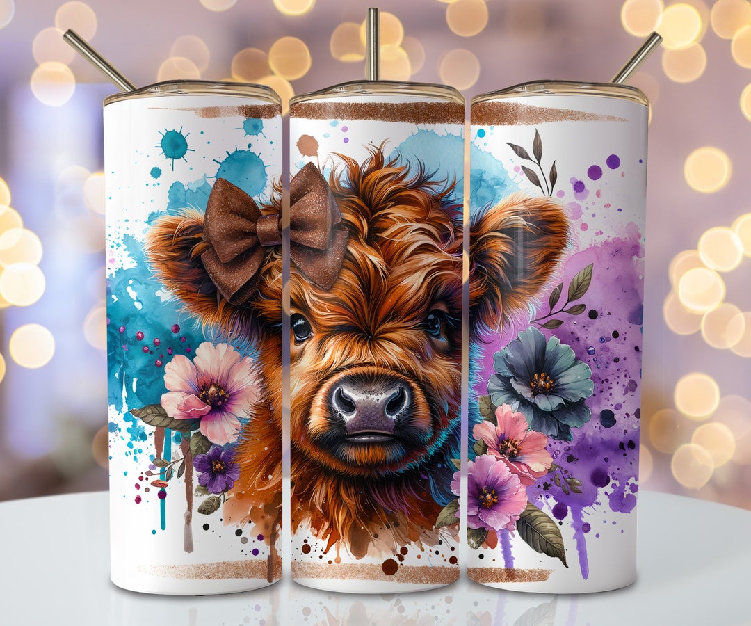 Highland Cow Tumbler Wrap, 20 Oz Skinny Sublimation Tumbler Design ...