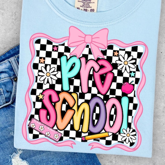 Pre School PNG, Coquette Shirt Png, Nurse Shirt Png, Png For Shirts, Pre School Bow Tee Shirt, Shirt Sublimation, T shirt Png Download