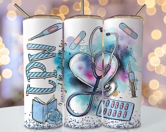 LPN Nurse Tumbler Wrap, 20oz Skinny Sublimation Tumbler Design, LPN Nurse Sublimation Design, Blue Nurse LPN Tumbler Sublimation Download