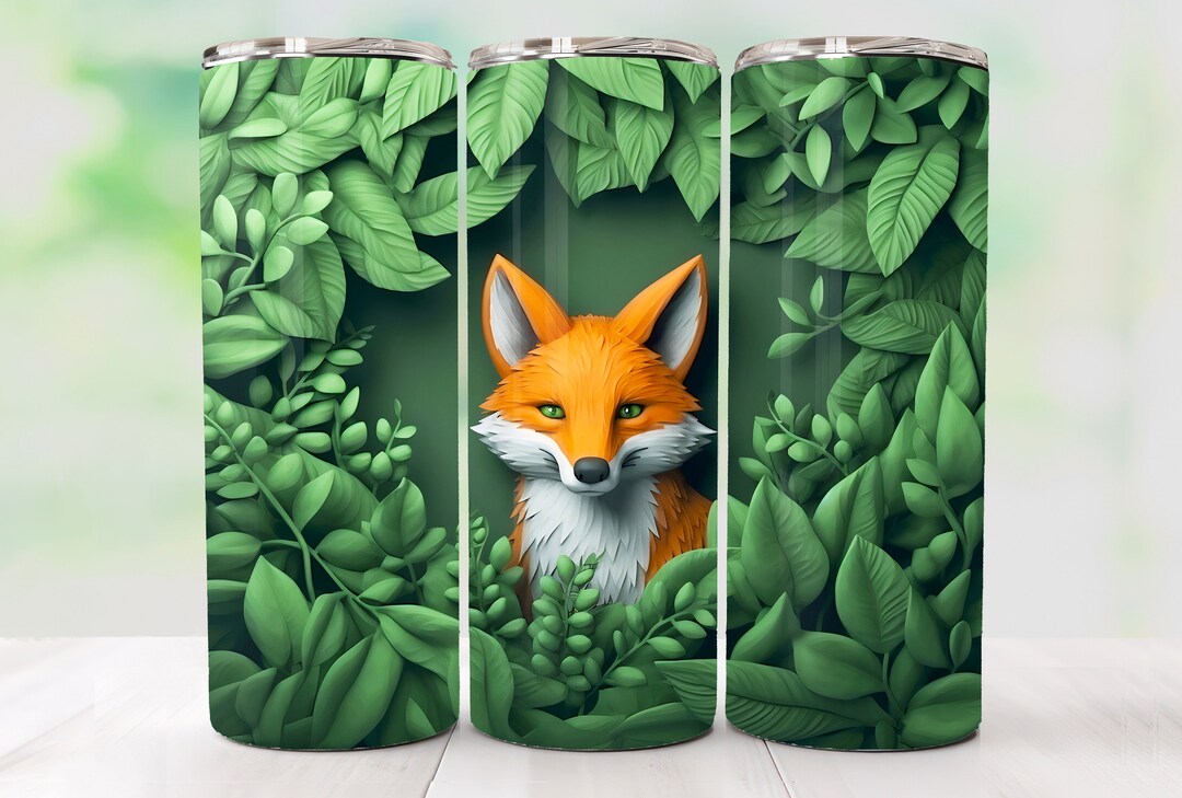 3D Fox Tumbler Wrap Design 20 Oz Skinny Sublimation Tumbler Png 3D ...