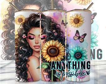 Gobelet à emballage d'affirmation positive, 50 g Design gobelet à sublimation mince, Design sublimation femme Png, Tumbler Png inspirant à télécharger