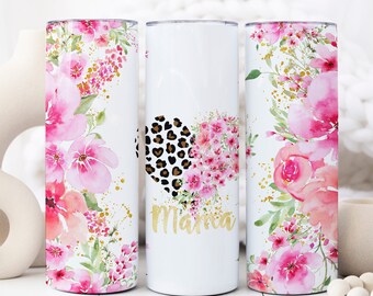 Mama Tumbler Design Mother's Day, Mom Tumbler Wrap Png, Skinny 20oz Tumbler Template, Floral Mom Tumbler Wrap, Mama Gold Tumbler Sublimation