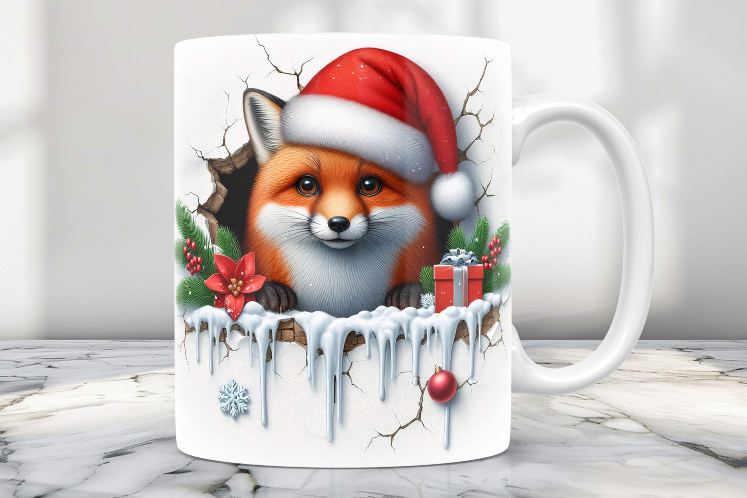 3D Christmas Mug Wrap, Cute 3D Mug Design Png, 11 Oz Mug Wrap and 15 Oz ...