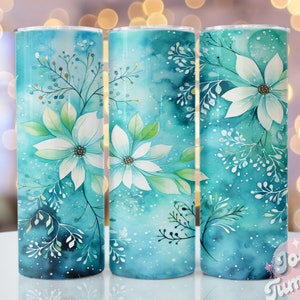 シームレスな花柄タンブラーラップ、20オンスのスキニー昇華タンブラーデザイン、花柄昇華タンブラーデザイン、水彩タンブラーPNGダウンロード