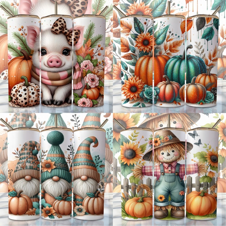 Fall Bundle Png Tumbler Wrap 20 Oz Skinny Sublimation Bundle Tumbler ...