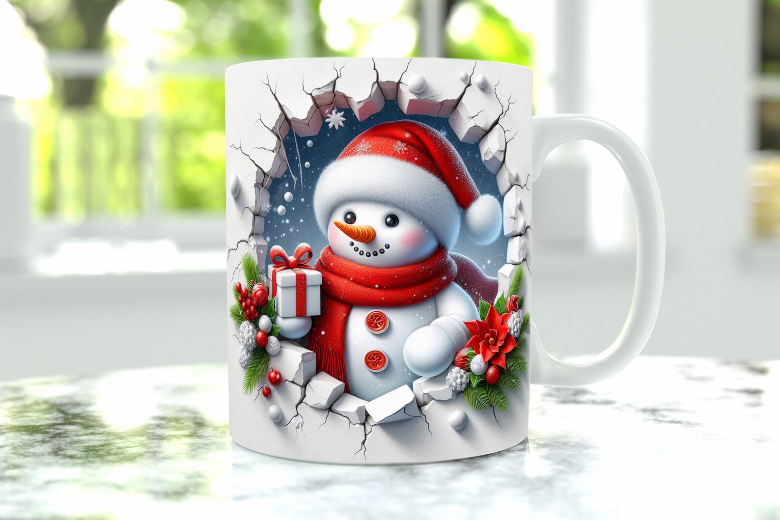 3D Christmas Mug Wrap, Snowman Mug Design Png, 11 Oz Mug Wrap and 15 Oz ...