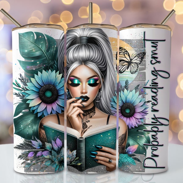 Smutty Book Tumbler Wrap, 20oz Skinny Sublimation Tumbler Design, Smut Book Sublimation Wrap, Watercolor Spicy Book Tumbler PNG Downloads