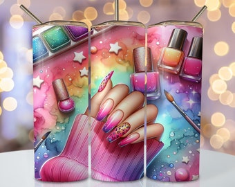 Nail Tech Tumbler Wrap, 20oz Skinny Sublimation Tumbler Design, Nail Tech Sublimation Design, Nail Artist Tumbler Png Download, Nail Tumbler