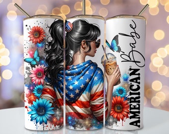 Envoltura de vaso del 4 de julio, diseño de vaso de sublimación flaco de 20 oz, diseño de sublimación estadounidense, vaso patriótico floral de EE. UU. Descargar png