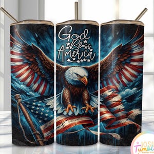 Patriotic Tumbler Wrap, 20oz Skinny Sublimation Tumbler Design, Eagle Sublimation Design Png, America Tumbler Png Wrap 4th Of July Design