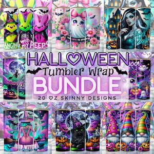 Halloween Bundle Png Tumbler Wrap 20 oz Skinny Sublimation Bundle Tumbler Png, Spooky Tumbler Bundle Digital Download Png Bundle