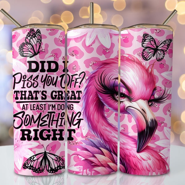 Pink Sarcastic Tumbler Wrap, 20oz Skinny Sublimation Tumbler Design, Funny Sublimation Design, Watercolor Flamingo Tumbler PNG Downloads