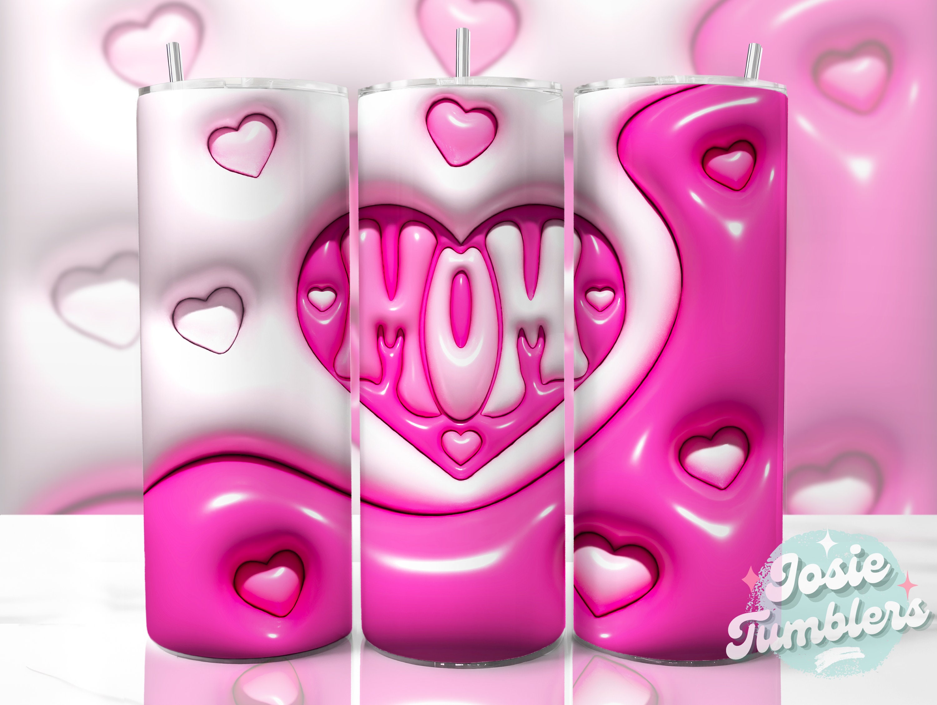 R♡mama 3D Mom Puffy Tumbler Wrap Sublimation 3D Tumbler Design 20 Oz