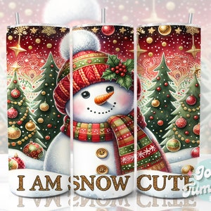 Snow Cute Snowman Tumbler Wrap, 20oz Skinny Sublimation Tumbler Designs, Christmas Snowman Tumbler Design, Christmas Sublimation Downloads