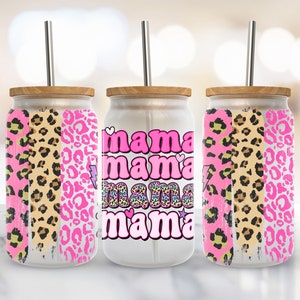 Mama 16 oz Libbey Glass Wrap, Mother&#39;s Day Libbey Glass Design Png, 16Oz Glass Can Wrap Png, Mom Glass Can Sublimation, Digital Download Png