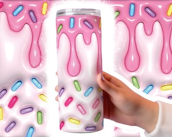 Inflated Sprinkle Tumbler Wrap Png 3D Tumbler Design Skinny Sublimation Digital Download 3D Sublimation Design Pink Tumbler Wrap 20oz Skinny