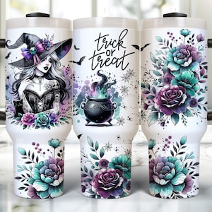 40 Unzen Halloween Tumbler Wrap, 40 Unzen Sublimationsdesign Download, Halloween-Hexe 40 Unzen Tumbler Png, 40 Unzen Floral Tumbler Sublimation 40 Unzen Wrap
