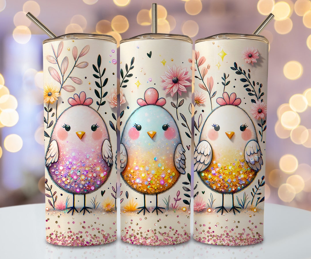 Glitter Chicken Tumbler Wrap, 20 Oz Skinny Sublimation Tumbler Design ...