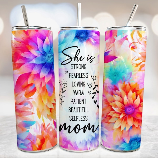 Mother's Day Watercolor Floral Tumbler, Mom Sublimation Designs For Mother's Day, Seamless Mother Tumbler Template png, Digital Download PNG