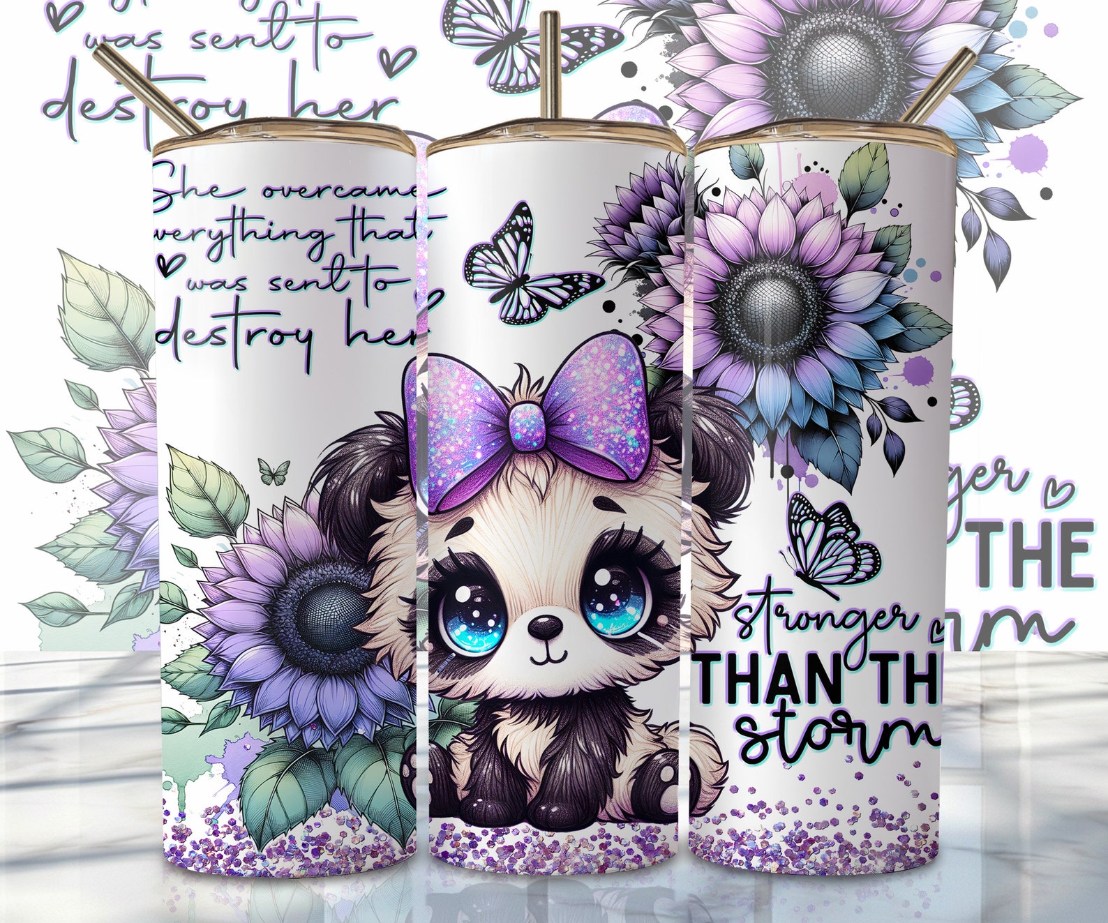 Cute Panda Tumbler Wrap, 20oz Skinny Sublimation Tumbler Design ...