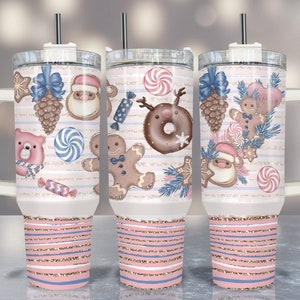 Pastel Christmas 40oz Tumbler Wrap Download Quencher Tumbler Design Christmas Cookies Tumbler With Handle Wrap 40 Oz Sublimation Tumbler Png