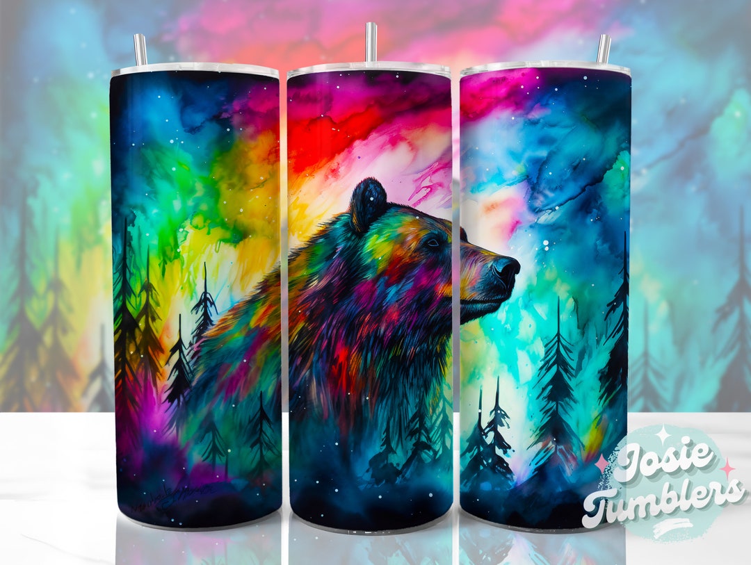 Bear Alcohol Ink 20oz Sublimation Tumbler Designs Download 20 Oz Skinny ...