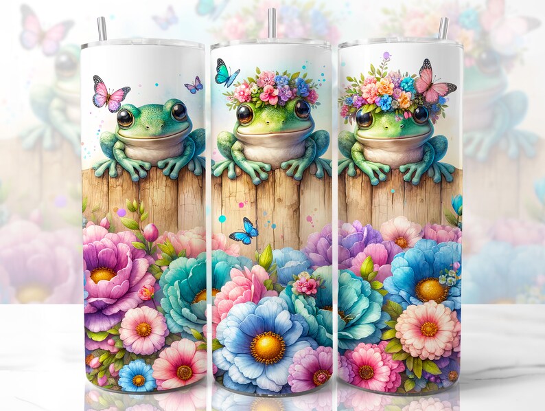 Watercolor Frog Tumbler Wrap, 20oz Skinny Sublimation Tumbler Design ...