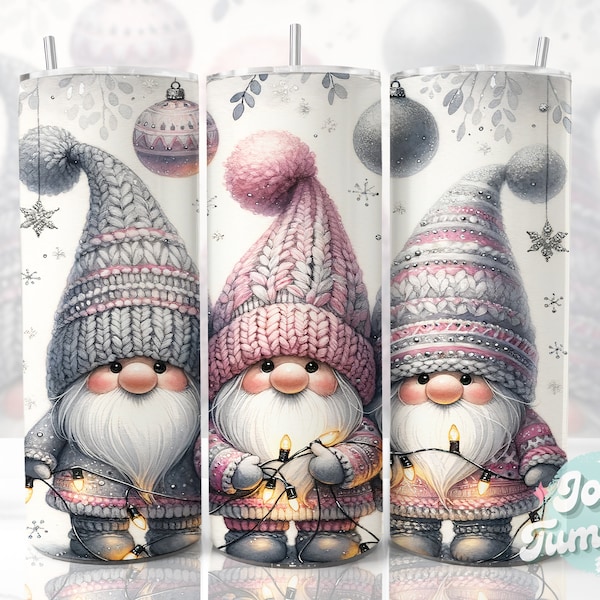 Christmas Gnome Tumbler Wrap, 20oz Skinny Sublimation Tumbler Designs, Gnome Sublimation Design, Christmas Tumbler Png Wrap, Digital Files