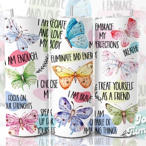 Afirmação Tumbler Wrap, 20oz Skinny Tumbler Design, Self love Tumbler Sublimation Designs, Positive Quotes Tumbler Png Design Download