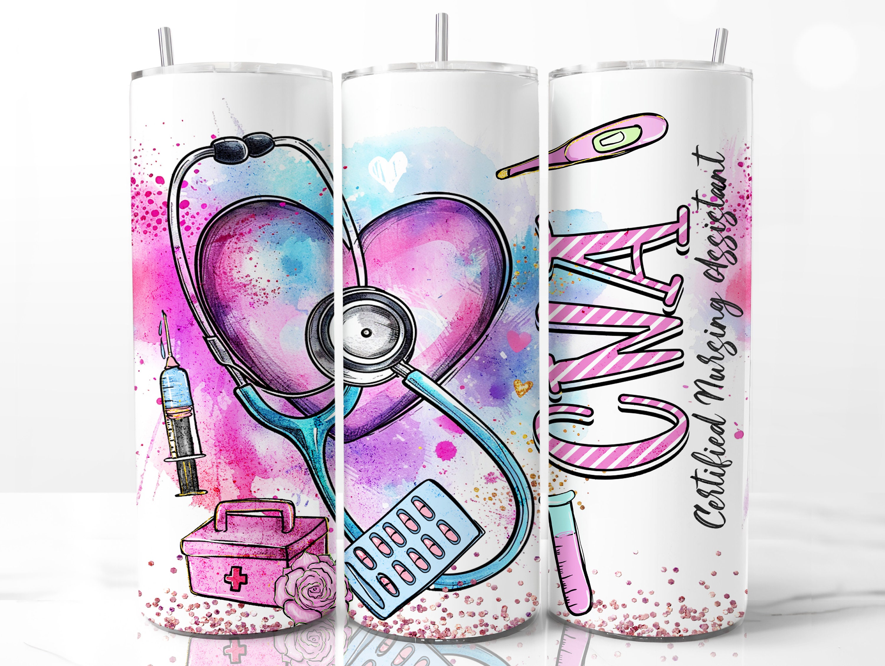 ♡ Buy Pastel CNA Nurse 20oz Tumbler Wrap Sublimation Design